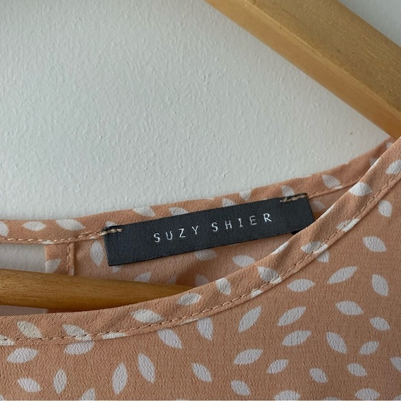 Suzy Shier Ballet Neck Split Sleeves Batwing 3/4 Sleeves Tie Front Blouse - Picture 12 of 12